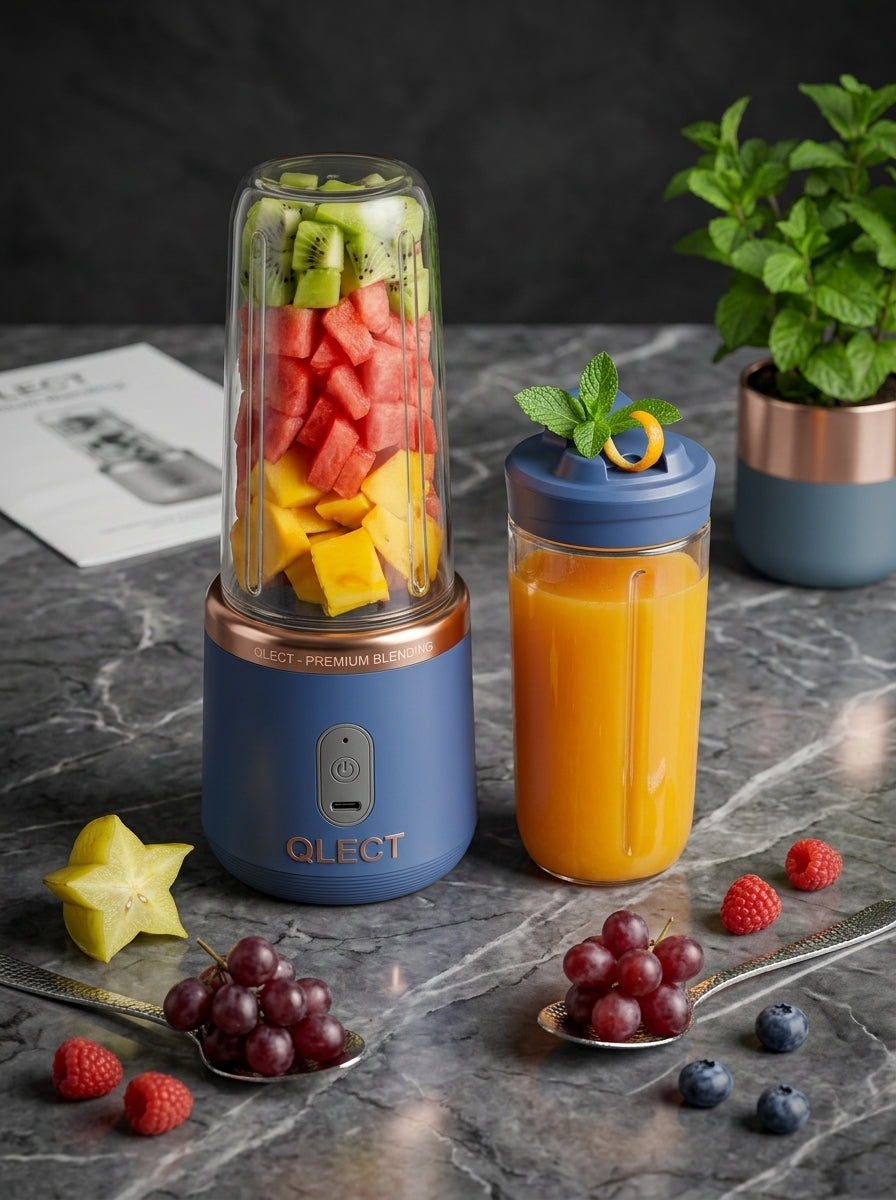 QLECT™ Portable Blender Juicer Bottle – USB Rechargeable Mini Smoothie Maker for Fresh Juices, Shakes & Smoothies Anywhere