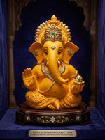 DivineAura™ Yellow Gold Finish Ganesha Idol for Car Dashboard Home Decor Gifting Diwali Birthday Festivals 3.5 x 2 Inches