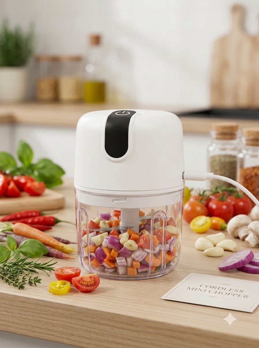 250 mL Electric Chopper with USB – Portable 3-Blade Food & Vegetable Chopper for Kitchen (Copy)