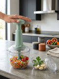Indigo 650ml Premium Manual Push Chopper | Quick & Powerful Handheld Food Chopper with 3 Stainless Steel Blades for Vegetables, Fruits & Herbs