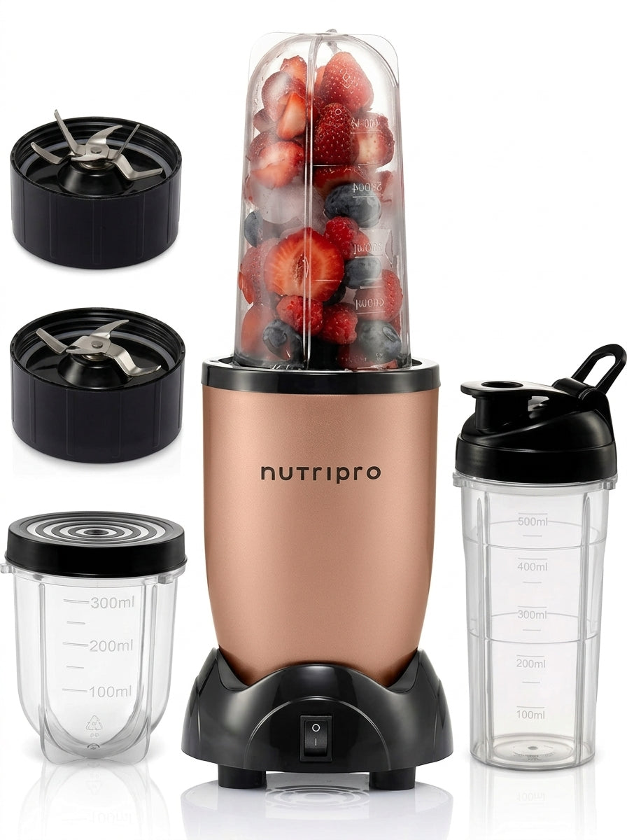 NutriPro™ Portable Mixer Grinder | 3 Jar Smoothie Blender for Juices, Shakes & Grinding | Powerful Personal Blender with Sipper Bottle | Compact Kitchen Mixer with 2 Year Warranty