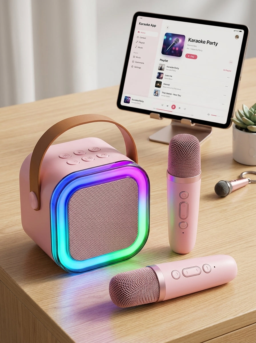 Bluetooth Speaker with Wireless Microphone – Portable Music & Singing Speaker for Kids & Adults