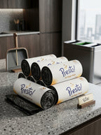 Presto! Garbage Bags | Medium | 180 Count | 30 Bags X 6 Rolls | 19 X 21 Inches | For Dry & Wet Waste | Black