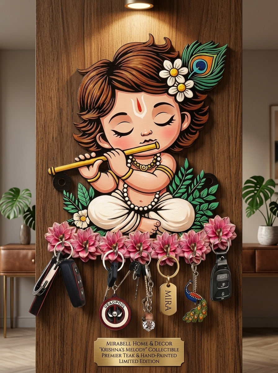 Cute Krishna Key Holder Wall Decor – Decorative Key Stand for Home Entrance