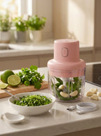 250 mL Electric Chopper with USB – Portable 3-Blade Food & Vegetable Chopper for Kitchen
