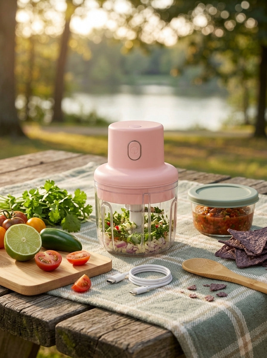 250 mL Electric Chopper with USB – Portable 3-Blade Food & Vegetable Chopper for Kitchen