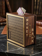 Wooden Money Saving Bank Box – Goal Tracker Coin Bank for Kids & Adults