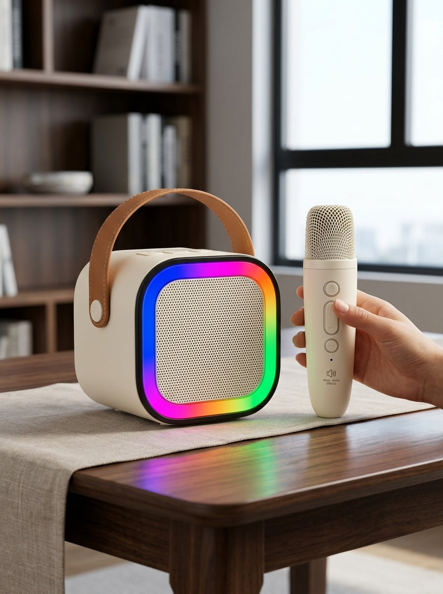 Bluetooth Speaker with Wireless Microphone – Portable Music & Singing Speaker for Kids & Adults