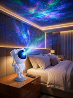 Astronaut Galaxy Projector Lamp – 360° Rotation, Remote Control & Timer Night Light