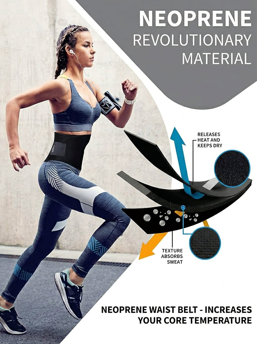 SlimFit™ Sweat Slim Belt | Tummy Trimmer for Men & Women | Fat Burning Waist Belt for Gym, Yoga & Workout | Free Size Adjustable